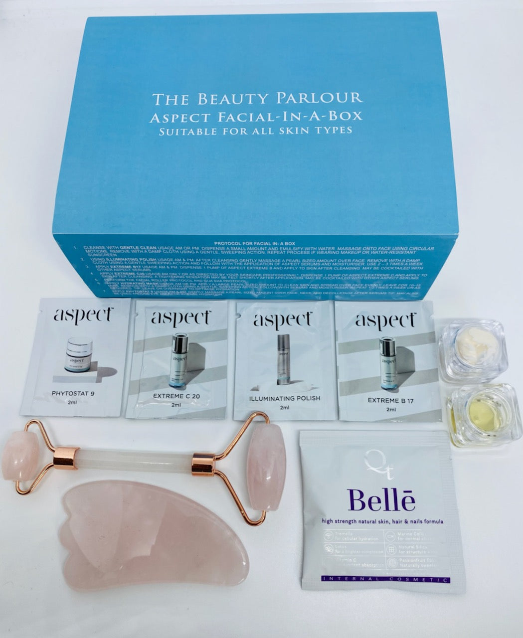 Aspect Facial-In-A-Box which includes Phytostat 9 2ml, Extreme C20 2ml, Illuminating Polish 2ml, Extreme B17 2 ml